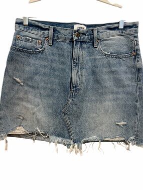 Pistola raw hem light distressed denim jean mini skirt size 32
